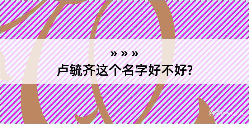 卢毓齐这个名字好不好?