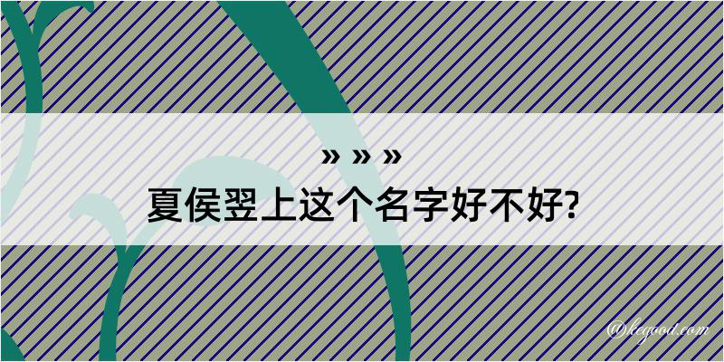 夏侯翌上这个名字好不好?