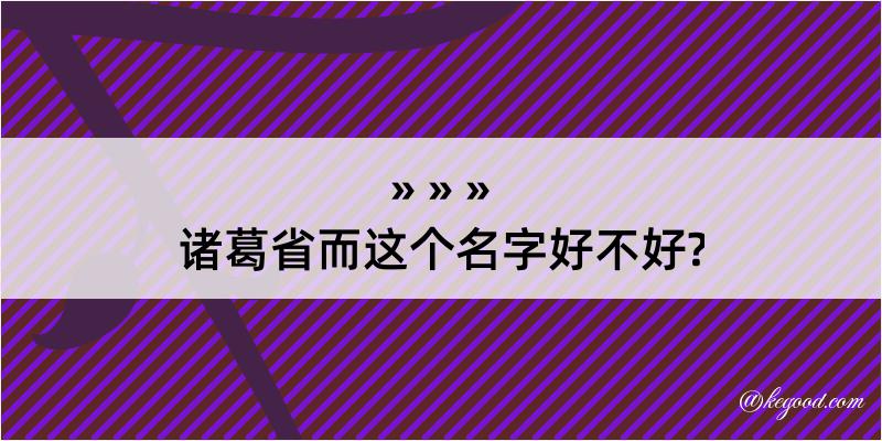 诸葛省而这个名字好不好?