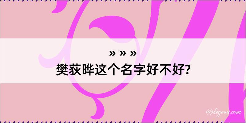 樊荻晔这个名字好不好?