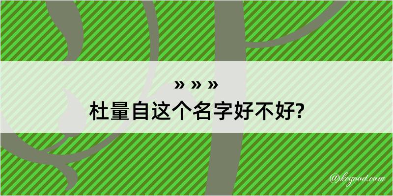 杜量自这个名字好不好?