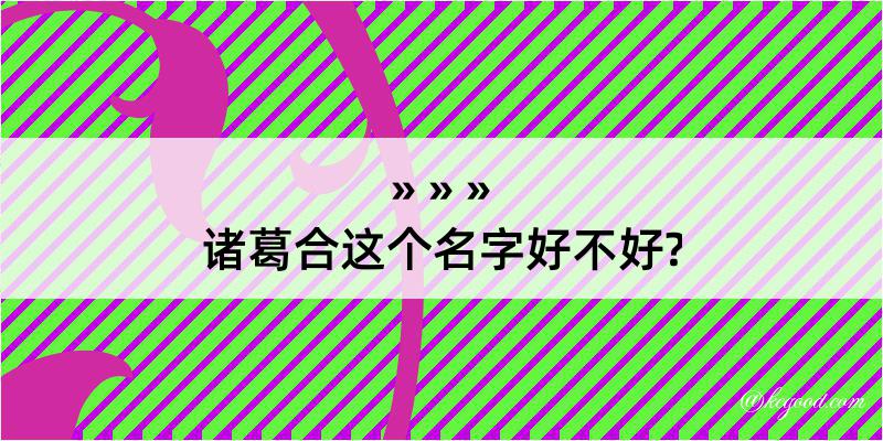 诸葛合这个名字好不好?