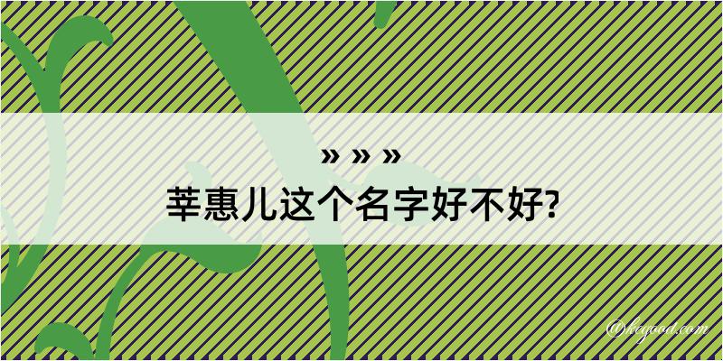 莘惠儿这个名字好不好?