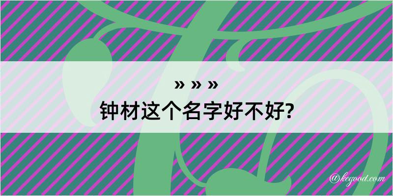 钟材这个名字好不好?