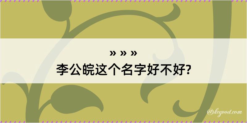 李公皖这个名字好不好?