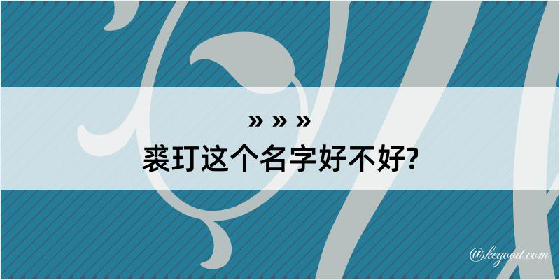 裘玎这个名字好不好?