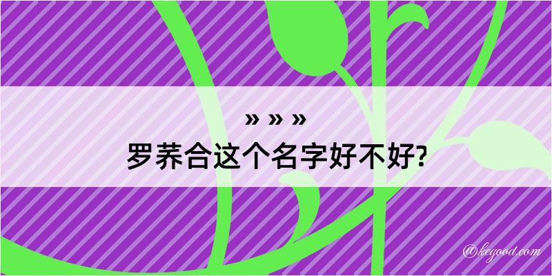 罗荞合这个名字好不好?