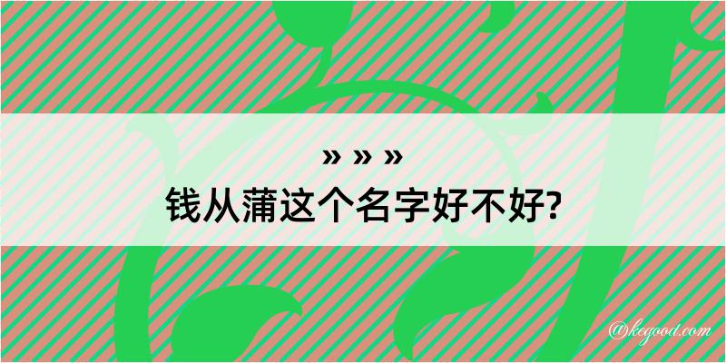 钱从蒲这个名字好不好?