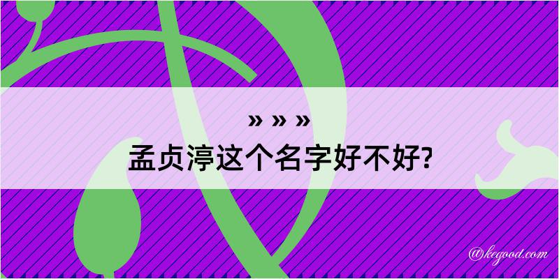 孟贞渟这个名字好不好?