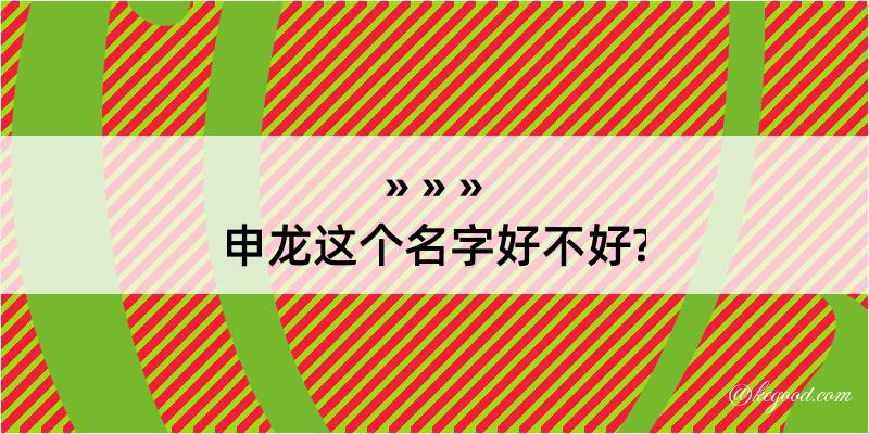 申龙这个名字好不好?