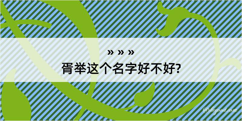 胥举这个名字好不好?