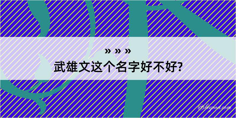 武雄文这个名字好不好?