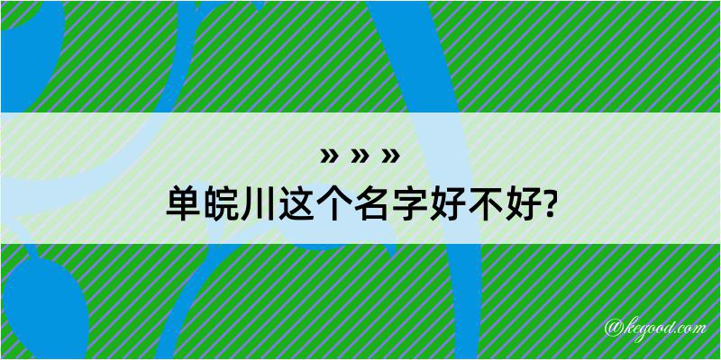 单皖川这个名字好不好?