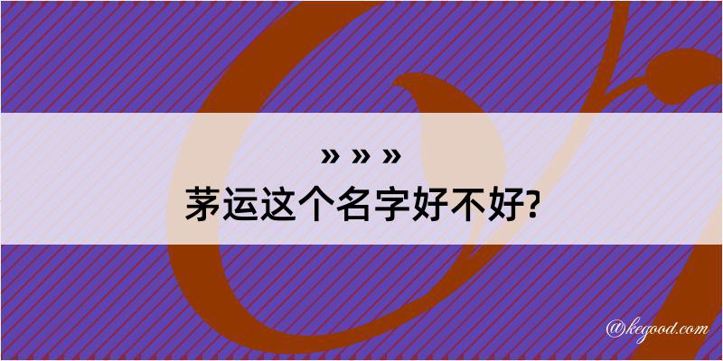 茅运这个名字好不好?