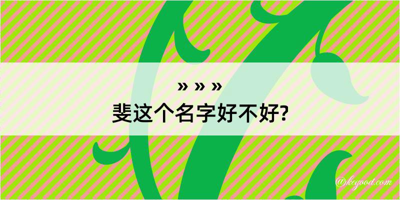 斐这个名字好不好?