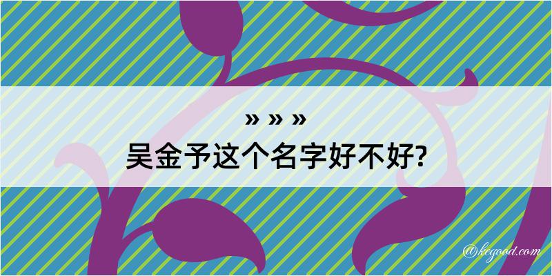 吴金予这个名字好不好?