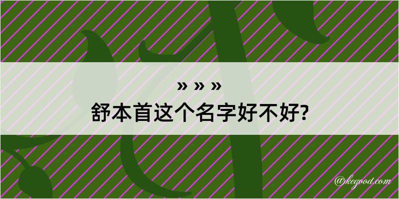 舒本首这个名字好不好?