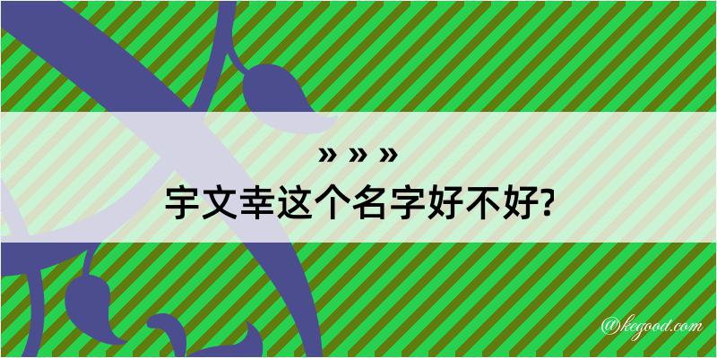 宇文幸这个名字好不好?