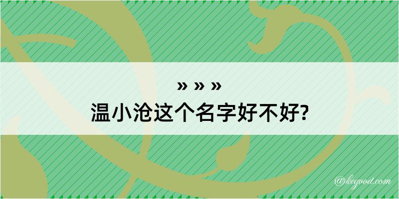 温小沧这个名字好不好?