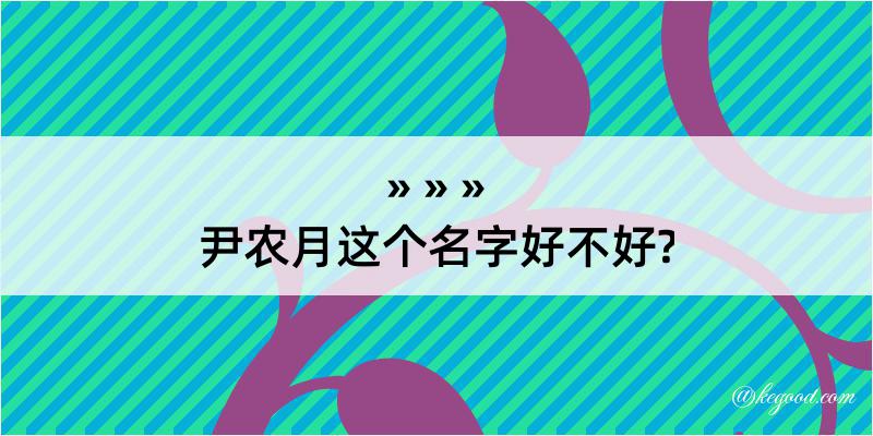 尹农月这个名字好不好?