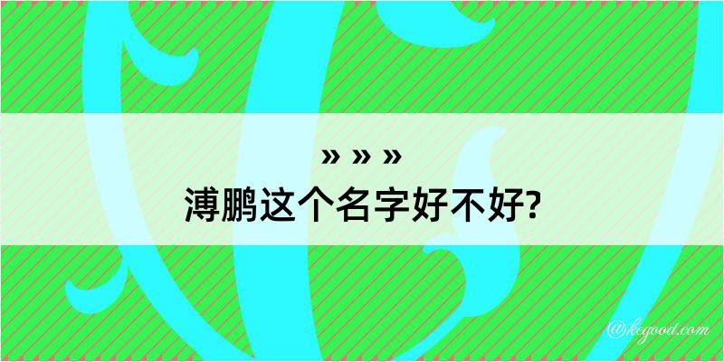 溥鹏这个名字好不好?