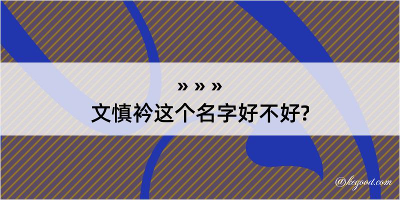 文慎衿这个名字好不好?