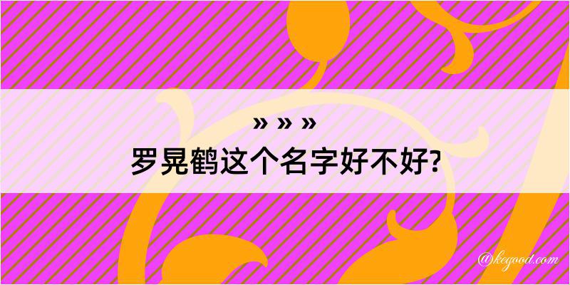 罗晃鹤这个名字好不好?