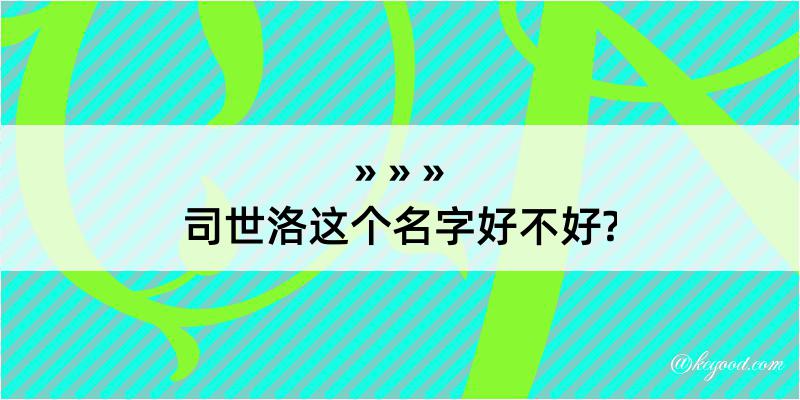 司世洛这个名字好不好?