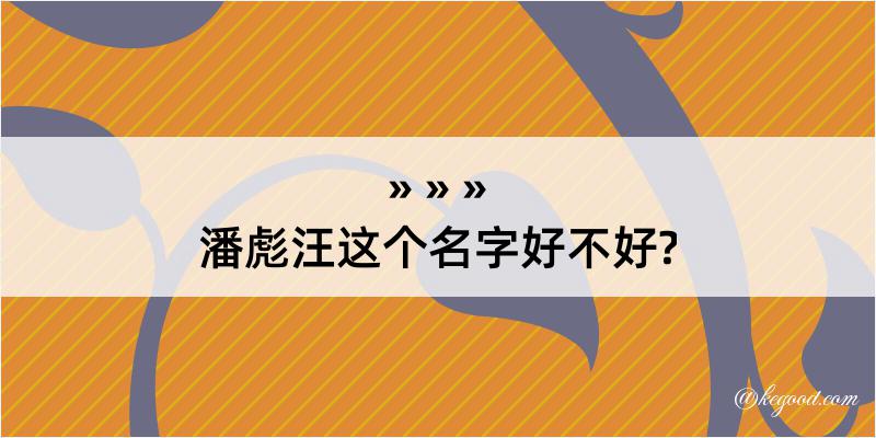 潘彪汪这个名字好不好?