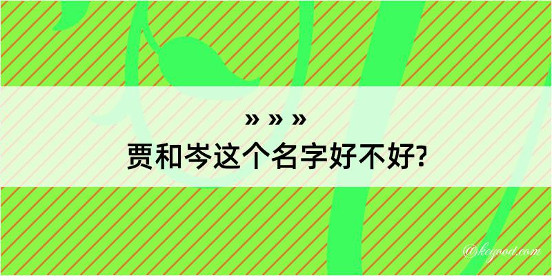 贾和岑这个名字好不好?