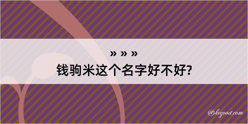 钱驹米这个名字好不好?