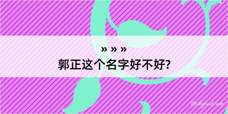 郭正这个名字好不好?