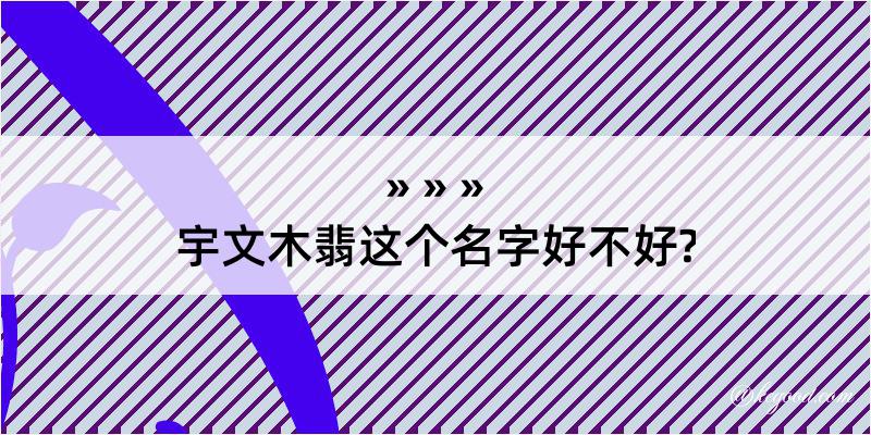 宇文木翡这个名字好不好?