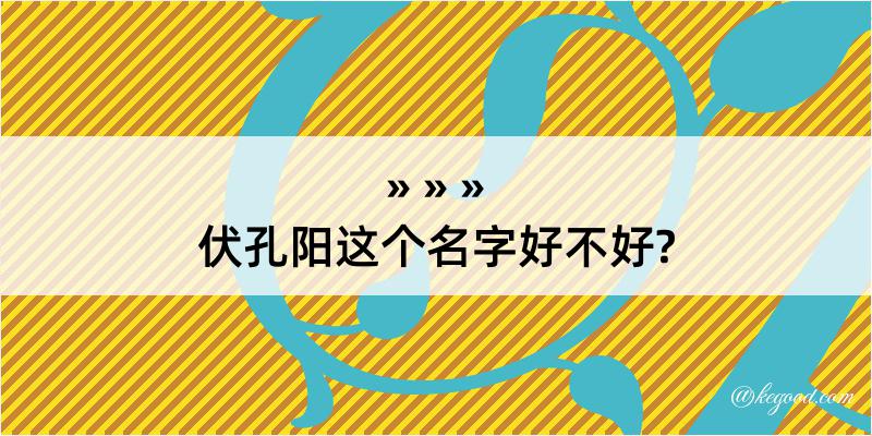 伏孔阳这个名字好不好?