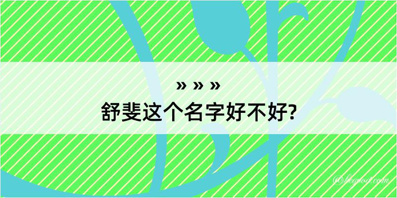 舒斐这个名字好不好?