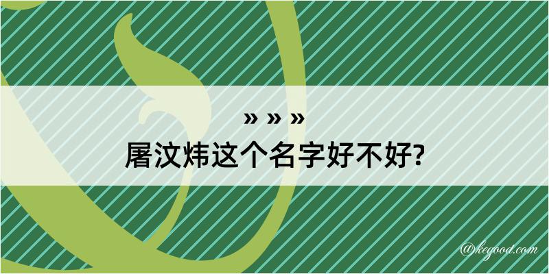 屠汶炜这个名字好不好?