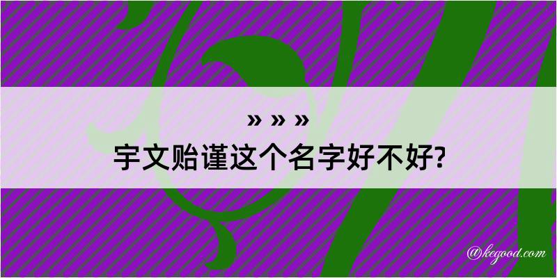 宇文贻谨这个名字好不好?