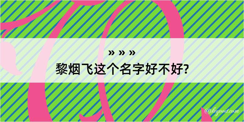 黎烟飞这个名字好不好?