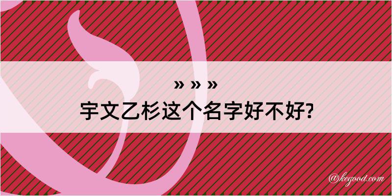 宇文乙杉这个名字好不好?