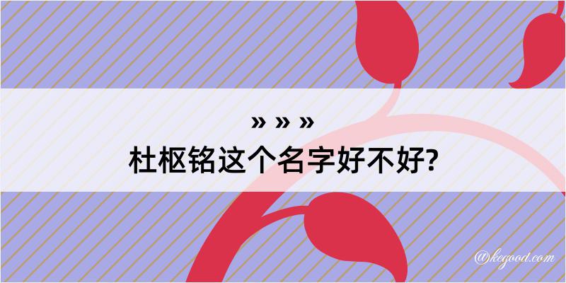 杜枢铭这个名字好不好?