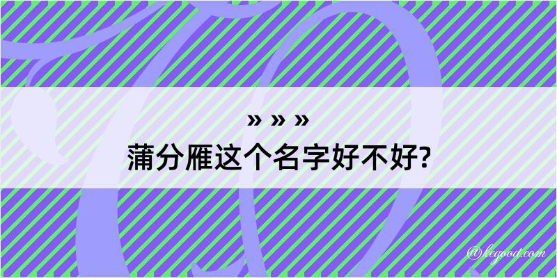 蒲分雁这个名字好不好?