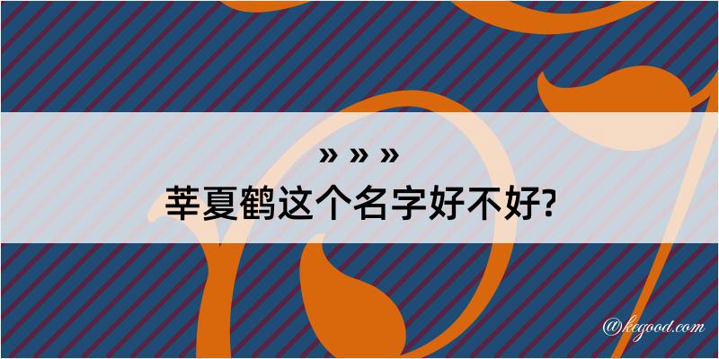 莘夏鹤这个名字好不好?