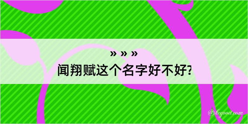 闻翔赋这个名字好不好?