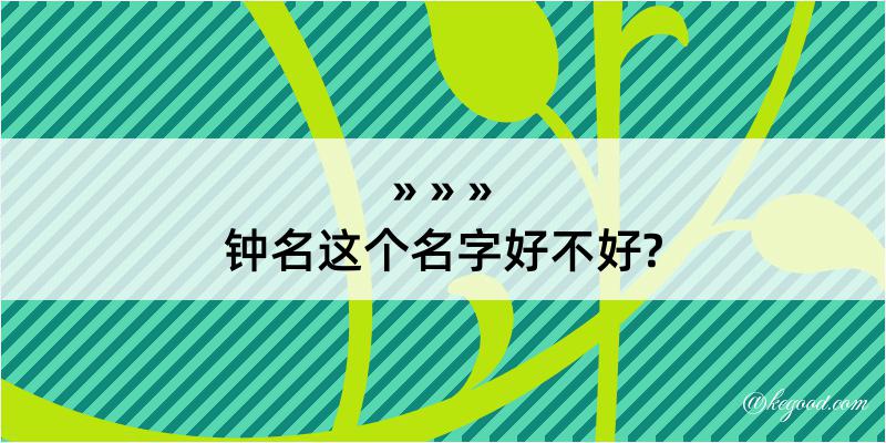 钟名这个名字好不好?