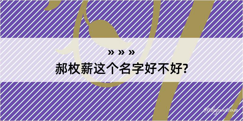 郝枚薪这个名字好不好?