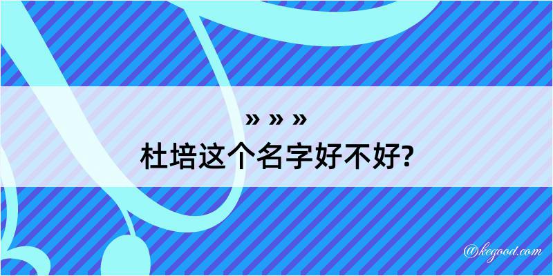 杜培这个名字好不好?