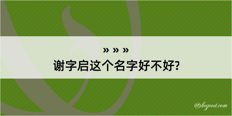 谢字启这个名字好不好?