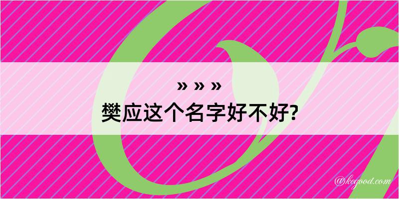 樊应这个名字好不好?