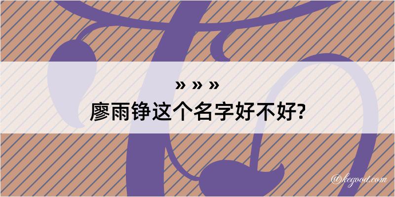 廖雨铮这个名字好不好?