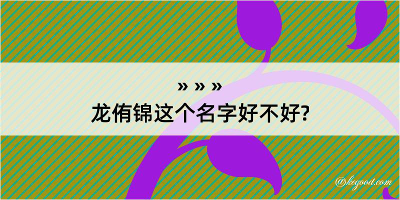 龙侑锦这个名字好不好?